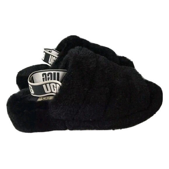UGG Fluff Yeah Slide Black Sandals Women's Size 8 Shoes Black - Picture 1 of 11